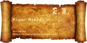 Riger Miklós névjegykártya